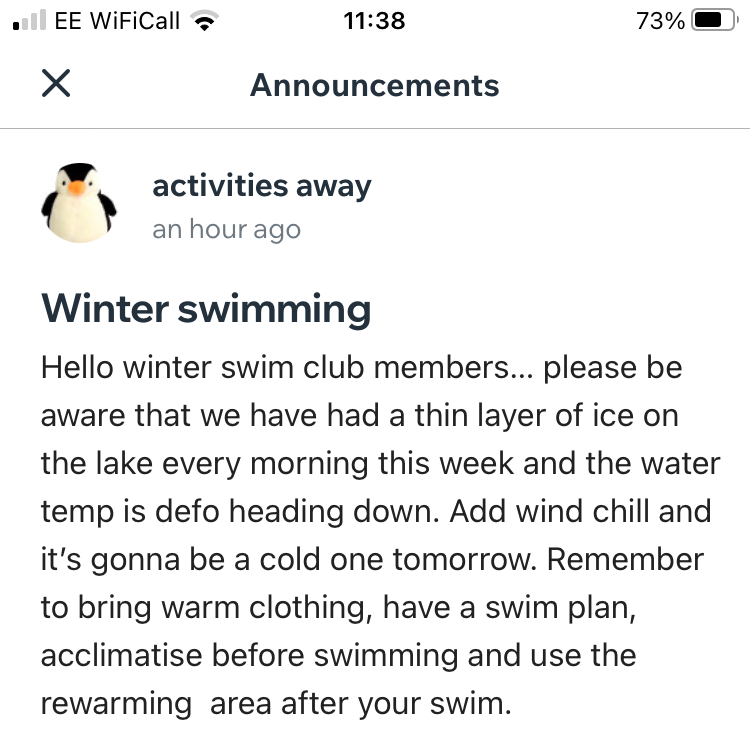 Message from Activities Away